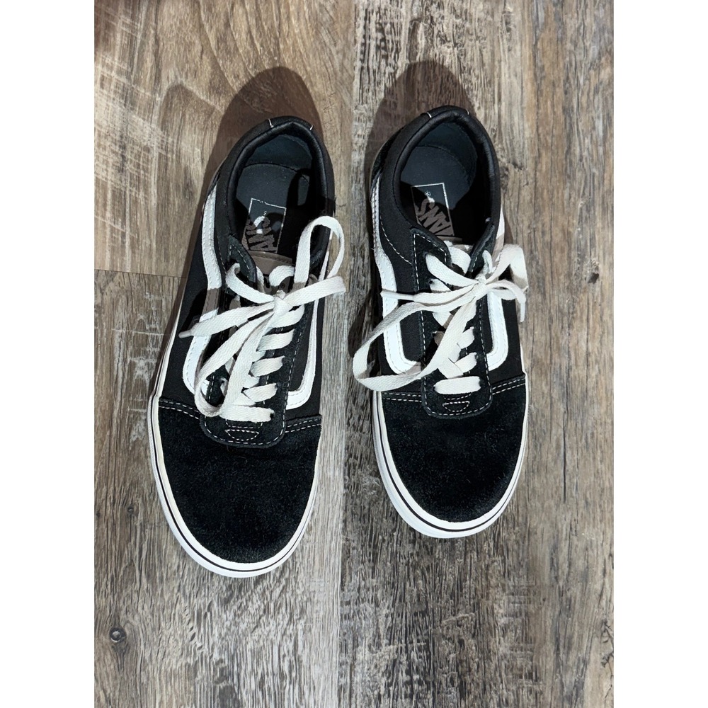 Vans Ward Low Top Sneakers Black White Youth Size 3.0 Suede Canvas Skate Shoes